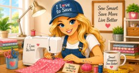 Sewing in a cozy, cheerful studio
